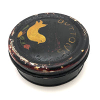 Sweet Old Tole Painted Buttons Tin with Bird