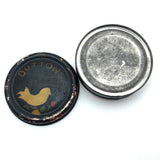 Sweet Old Tole Painted Buttons Tin with Bird
