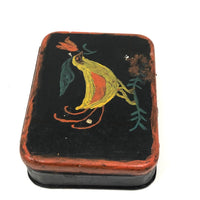 Tole Painted Tin with Fraktur Style Bird with Flower on Branch