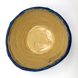 Awesome Electric Blue Pinch Pot Bowl with Yellow Graphics