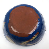 Awesome Electric Blue Pinch Pot Bowl with Yellow Graphics