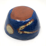 Awesome Electric Blue Pinch Pot Bowl with Yellow Graphics
