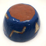 Awesome Electric Blue Pinch Pot Bowl with Yellow Graphics