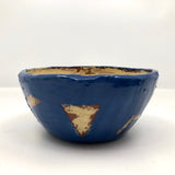 Awesome Electric Blue Pinch Pot Bowl with Yellow Graphics