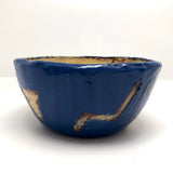 Awesome Electric Blue Pinch Pot Bowl with Yellow Graphics