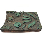 Striking Early, Large, Hand-Carved Printing Block with Heart, Beds, Flowers