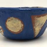 Awesome Electric Blue Pinch Pot Bowl with Yellow Graphics
