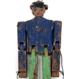 Wonderful Old Handmade Jig Figure with Original Blue and Green Paint