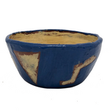 Awesome Electric Blue Pinch Pot Bowl with Yellow Graphics