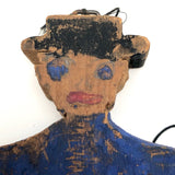 Wonderful Old Handmade Jig Figure with Original Blue and Green Paint