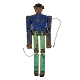 Wonderful Old Handmade Jig Figure with Original Blue and Green Paint