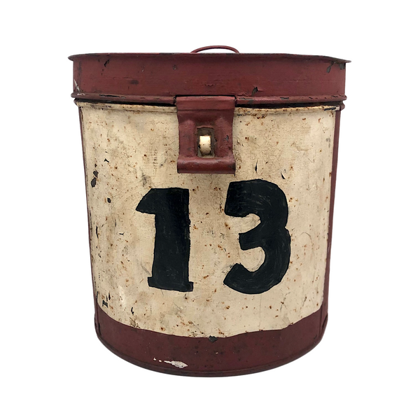Great Old "13" Painted Lidded Metal Bucket