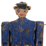 Wonderful Old Handmade Jig Figure with Original Blue and Green Paint