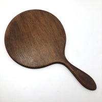 Large Antique Beveled Glass Wood Framed Hand Mirror