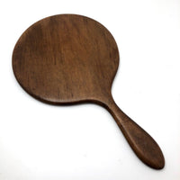 Large Antique Beveled Glass Wood Framed Hand Mirror