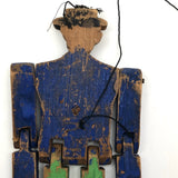 Wonderful Old Handmade Jig Figure with Original Blue and Green Paint