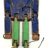Wonderful Old Handmade Jig Figure with Original Blue and Green Paint