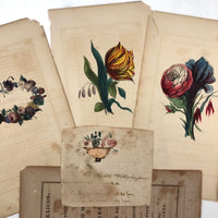 Small Fraktur Watercolor and Hand-colored Engravings c. 1840s
