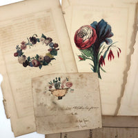 Small Fraktur Watercolor and Hand-colored Engravings c. 1840s