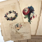 Small Fraktur Watercolor and Hand-colored Engravings c. 1840s