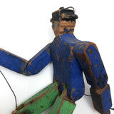Wonderful Old Handmade Jig Figure with Original Blue and Green Paint