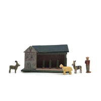 Old Erzgebirge Stable with Three Animals and Woman