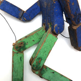 Wonderful Old Handmade Jig Figure with Original Blue and Green Paint