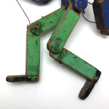 Wonderful Old Handmade Jig Figure with Original Blue and Green Paint