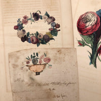 Small Fraktur Watercolor and Hand-colored Engravings c. 1840s