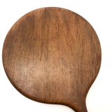 Large Antique Beveled Glass Wood Framed Hand Mirror