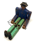 Wonderful Old Handmade Jig Figure with Original Blue and Green Paint