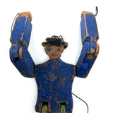 Wonderful Old Handmade Jig Figure with Original Blue and Green Paint