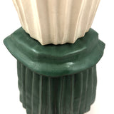 Sculptural Handmade Vintage Ceramic Lamp, Matte Green and White