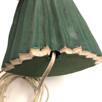 Sculptural Handmade Vintage Ceramic Lamp, Matte Green and White