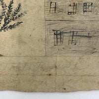 19th Century Book Page with Drawings and Handwritten Text