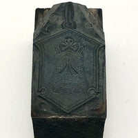 Antique Odd Fellows Copper Printing Block with Scull & Crossbones, Eye, Links