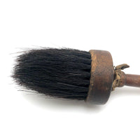 Pretty Antique Round Brush with Turned Handle and Natural Black Bristles