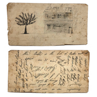 19th Century Book Page with Drawings and Handwritten Text