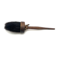 Pretty Antique Round Brush with Turned Handle and Natural Black Bristles