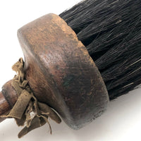 Pretty Antique Round Brush with Turned Handle and Natural Black Bristles