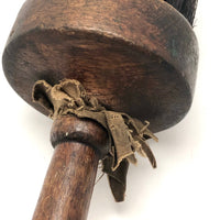 Pretty Antique Round Brush with Turned Handle and Natural Black Bristles