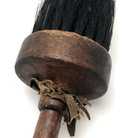 Pretty Antique Round Brush with Turned Handle and Natural Black Bristles