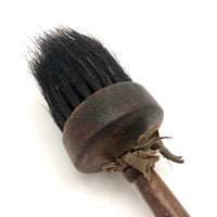 Pretty Antique Round Brush with Turned Handle and Natural Black Bristles