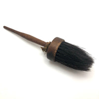 Pretty Antique Round Brush with Turned Handle and Natural Black Bristles