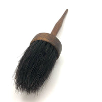 Pretty Antique Round Brush with Turned Handle and Natural Black Bristles