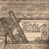 Insanely Detailed Large Ink Drawing of Attic Storage by Frederick Porter, 1982