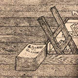 Insanely Detailed Large Ink Drawing of Attic Storage by Frederick Porter, 1982