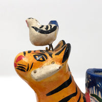 Mexican Folk Art Double Tigers with Birds Candelabra