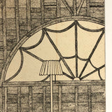 Insanely Detailed Large Ink Drawing of Attic Storage by Frederick Porter, 1982