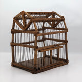 Barn-Shaped Old Handmade Wood and Wire Birdcage